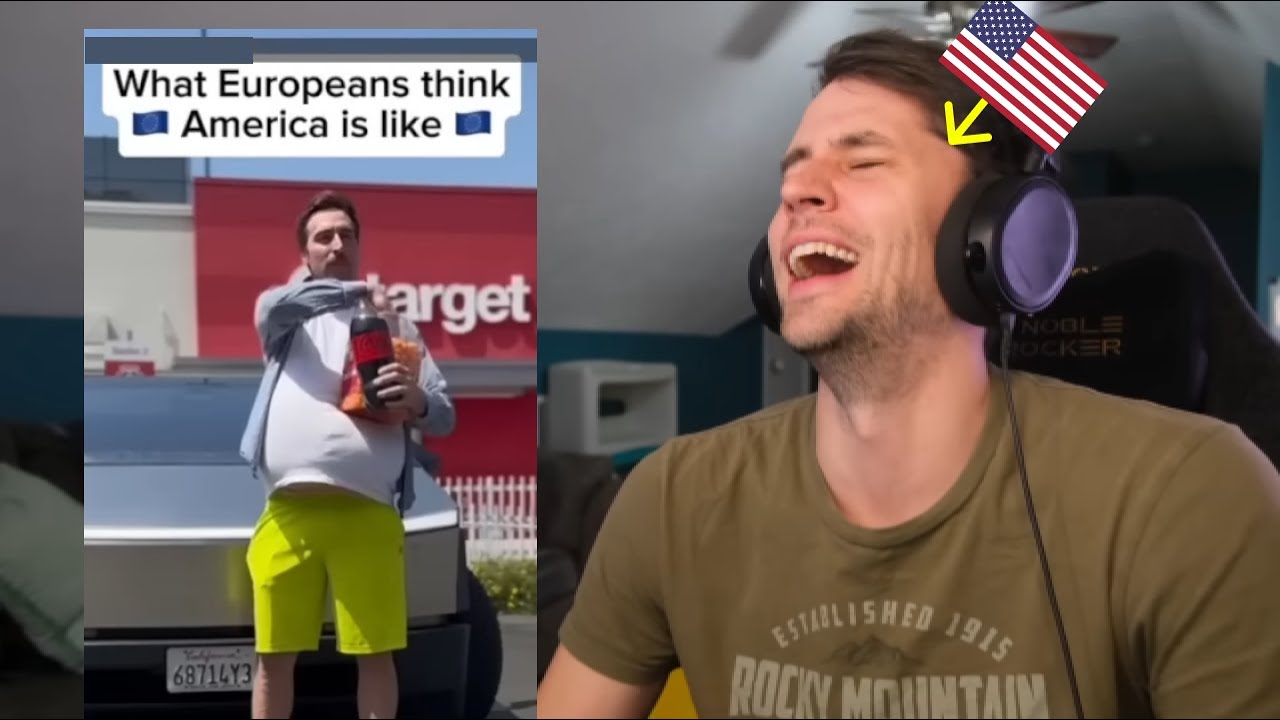 American reacts to 'What Europeans think America is like