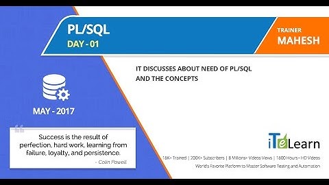 PL SQL Live Training demo day 01