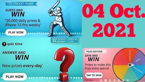 Amazon Pujo Edition Spin And Win And T20 Cricket Fever Guess And Win Today Answers | 04 October 2021