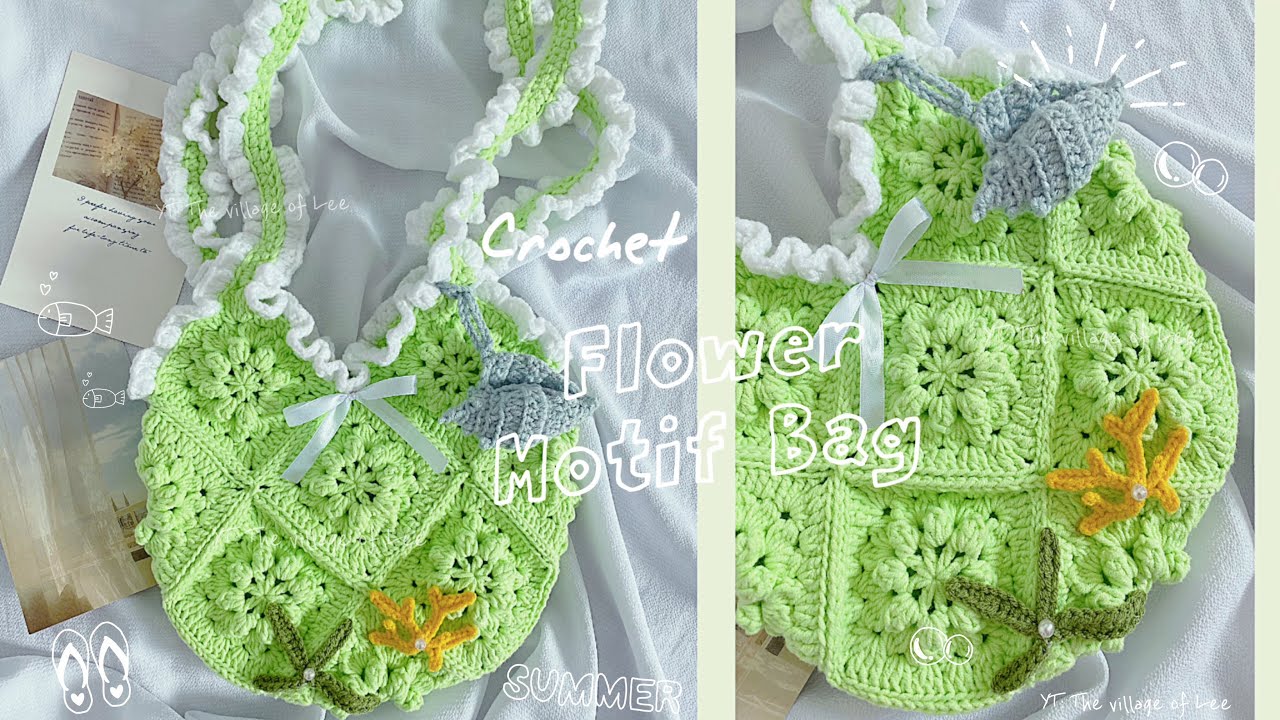 Crochet Flower Motif Bag🌸| Móc Túi Ghép Ô Hoa Nổi Phối Bèo Siêu Đơn Giản Cho Người Mới Móc Len