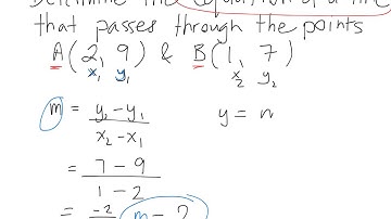 How to determine the equation of a line given 2 points 5.4 gr 9 academic