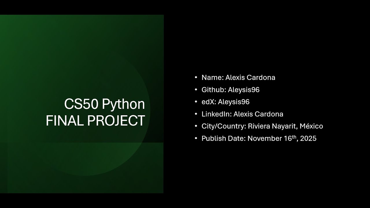 CS50 with Python | Final Project - YouTube