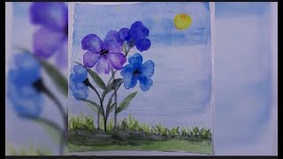how to draw Poppy flower with lose water color step by step
