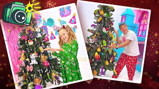 Nastya y papá participan en la competencia por el mejor árbol de Navidad