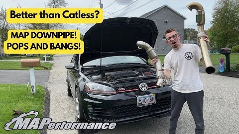 MAP DOWNPIPE INSTALL ON THE MK7 GTI! LOUD POPS & BANGS!!
