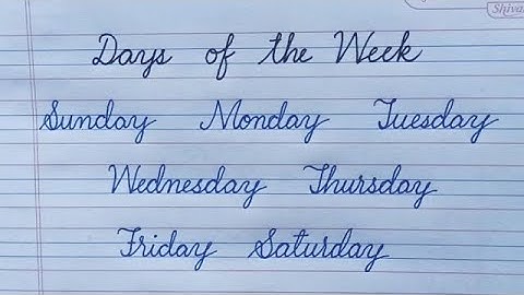 Learn how to write spelling of Days of the week in cursive writing | Cursive writing #daysoftheweek