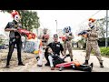 LTT Films : Couple Silver Flash Nerf Guns Fight Mr Tiger Mask Avenger Container Battlefield