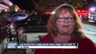 La Mesa family startled after car slams into their home