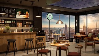 Starbucks Coffee Shop☕Happy Morning at Coffee Shop Ambience ☕Piano Jazz Music to Relax, Study, Work