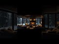 No Ads Fireplace Blizzard ASMR - Snow Storm Sound Sleep With Fireplace Burning For Deep Sleeping