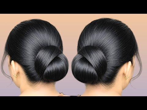 Easy Low Bun With Rubber Band 🧿 Low Bun Design For Long Hair _ Easy Hairstyles F Office Girls #Hair