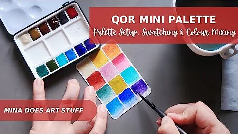 QOR Mini Palette - Palette Setup, Swatching & Colour Mixing - Mina Does Art Stuff