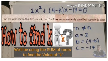 #How to find k in a quadratic equation using the SUM of its Roots(Series #2) | TEAM RPJ
