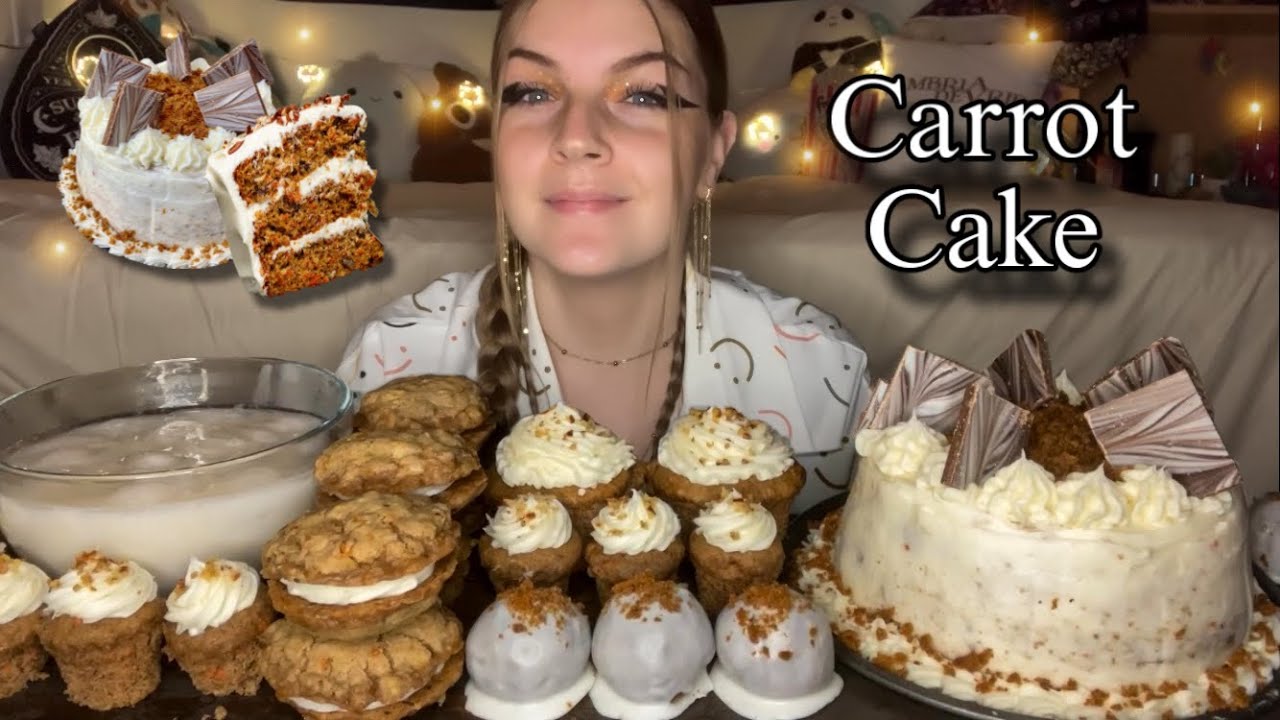 CARROT CAKE DESSERT MUKBANG! (Vegan) (No Talking)