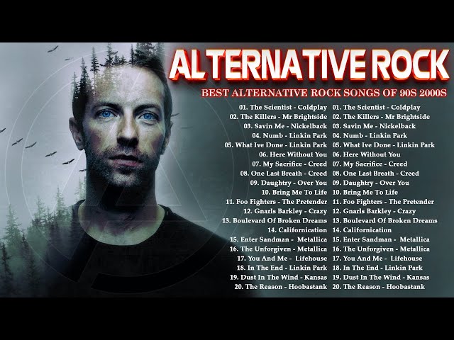 Coldplay, Linkin park, 3 Doors Down, Lifehouse, Nickelback 🎸🎸🎸 Alternative Rock Playlist class=