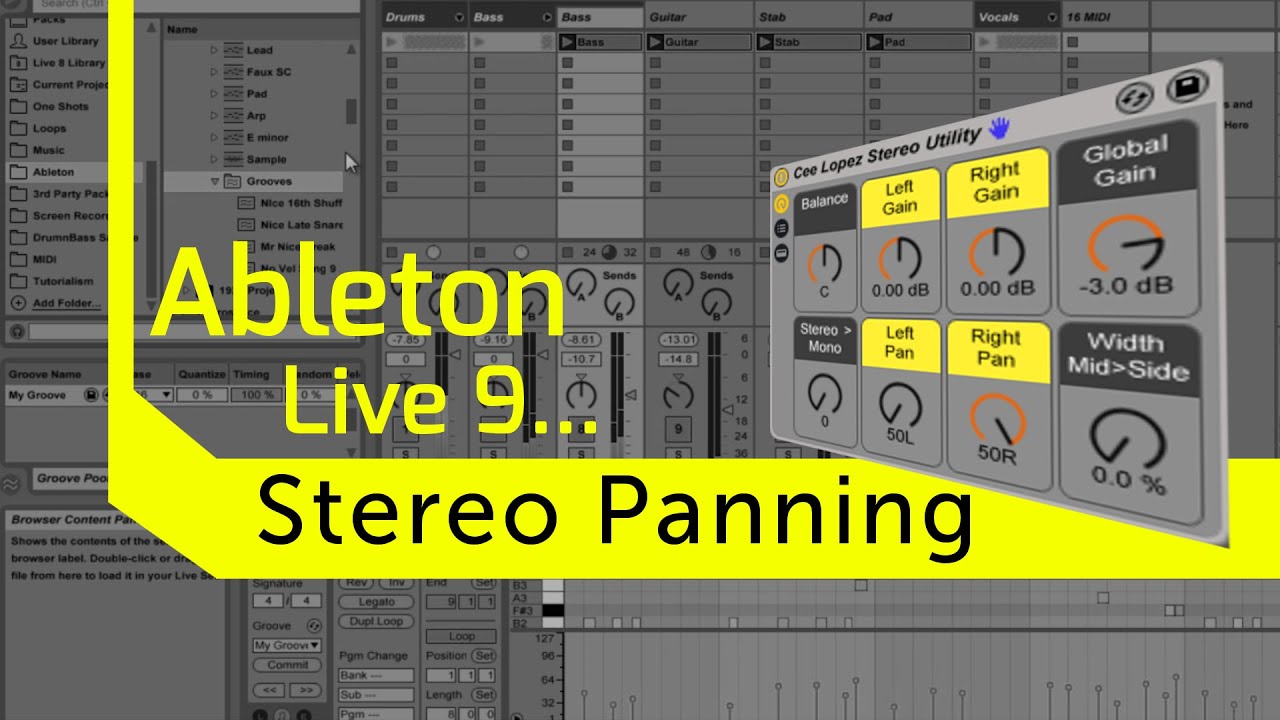 Stereo Panning in Ableton Live 9. Free Stereo Rack! - YouTube