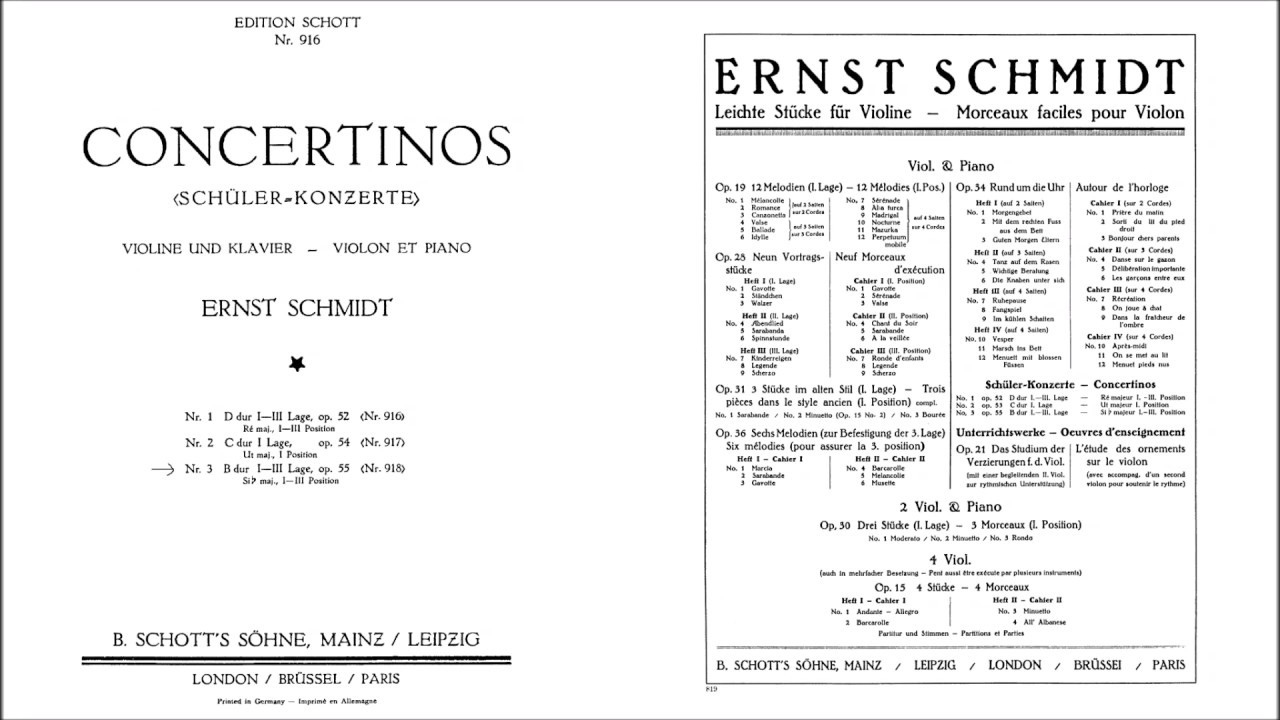 Schmidt, Ernst Violin Concertino No.3 Op.55 for violin + piano