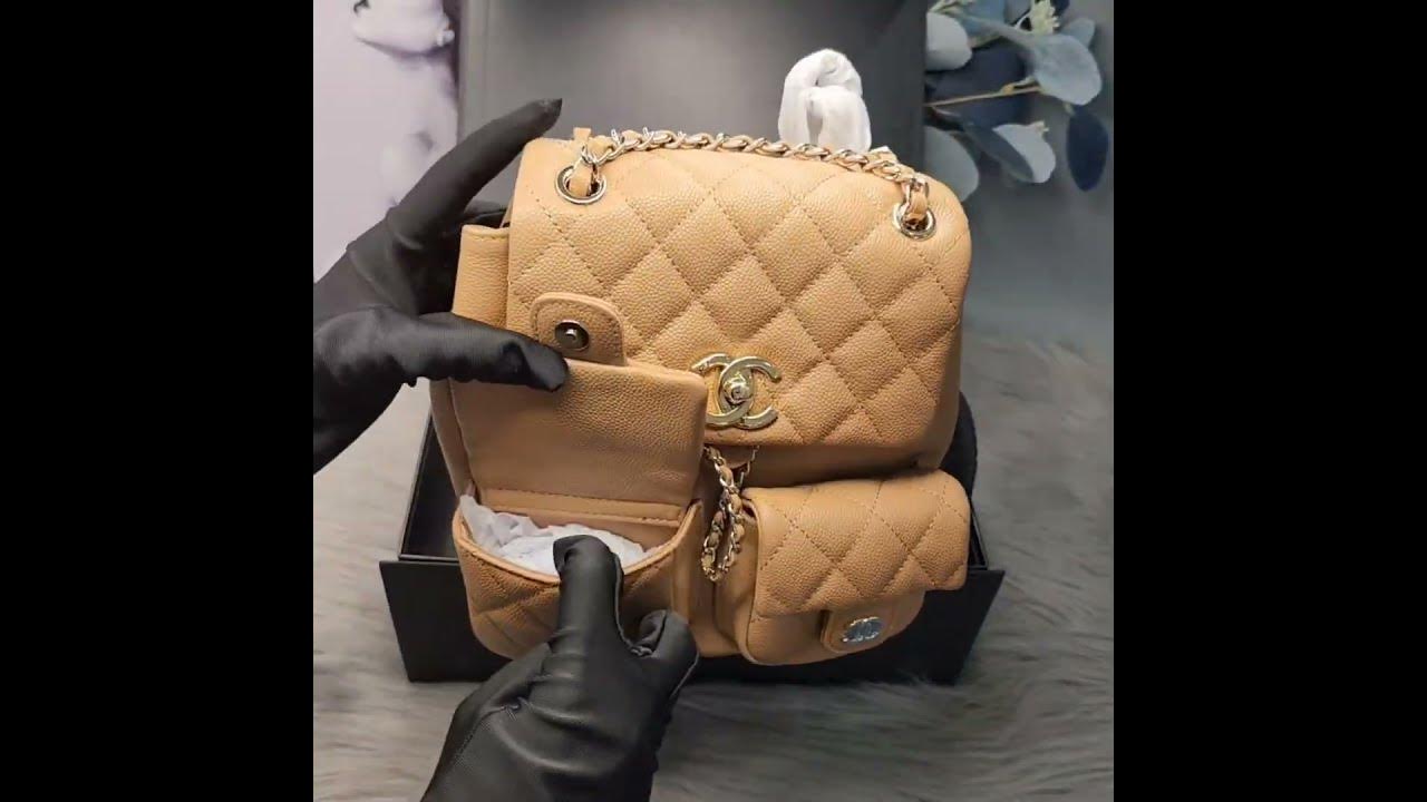 Chanel 23c Small Duma Backpack in White Grained Calfskin & Gold Tone Metal  