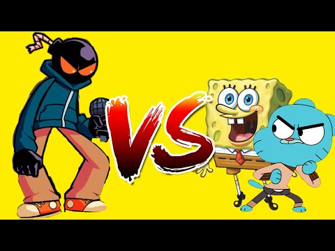 Friday Night Funkin Whitty VS Team SpongeBob & Team Gumball