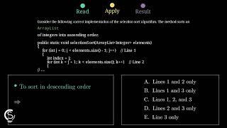 2024 AP CSA MCQ Question 28 - Selection Sort Logic