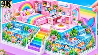 ❤️ Build Amazing Aquarium Miniature House with Cozy Bedroom & Rainbow Slide | DIY Miniature House