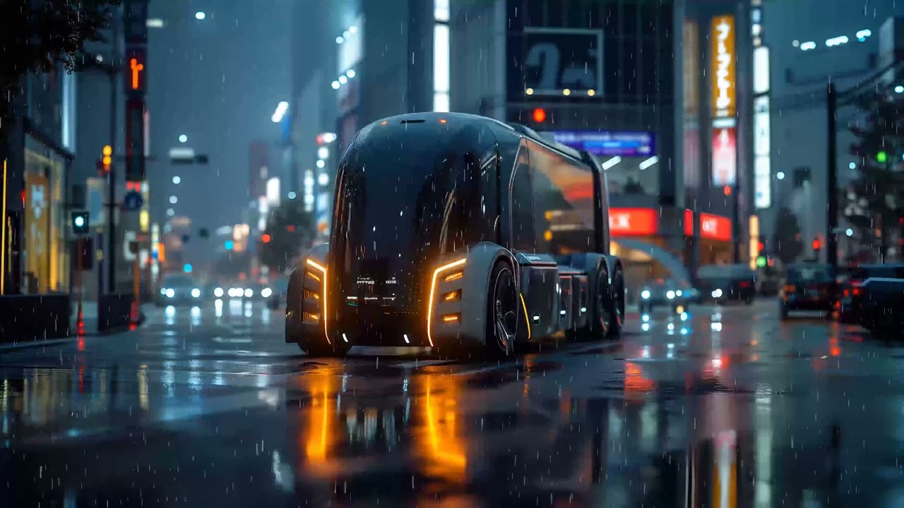 Cyberpunk Delivery Truck - Synthwave Retrowave Mix