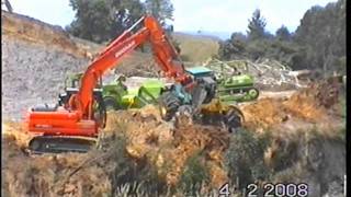 Terex scrapers working on road realignment Rotorua