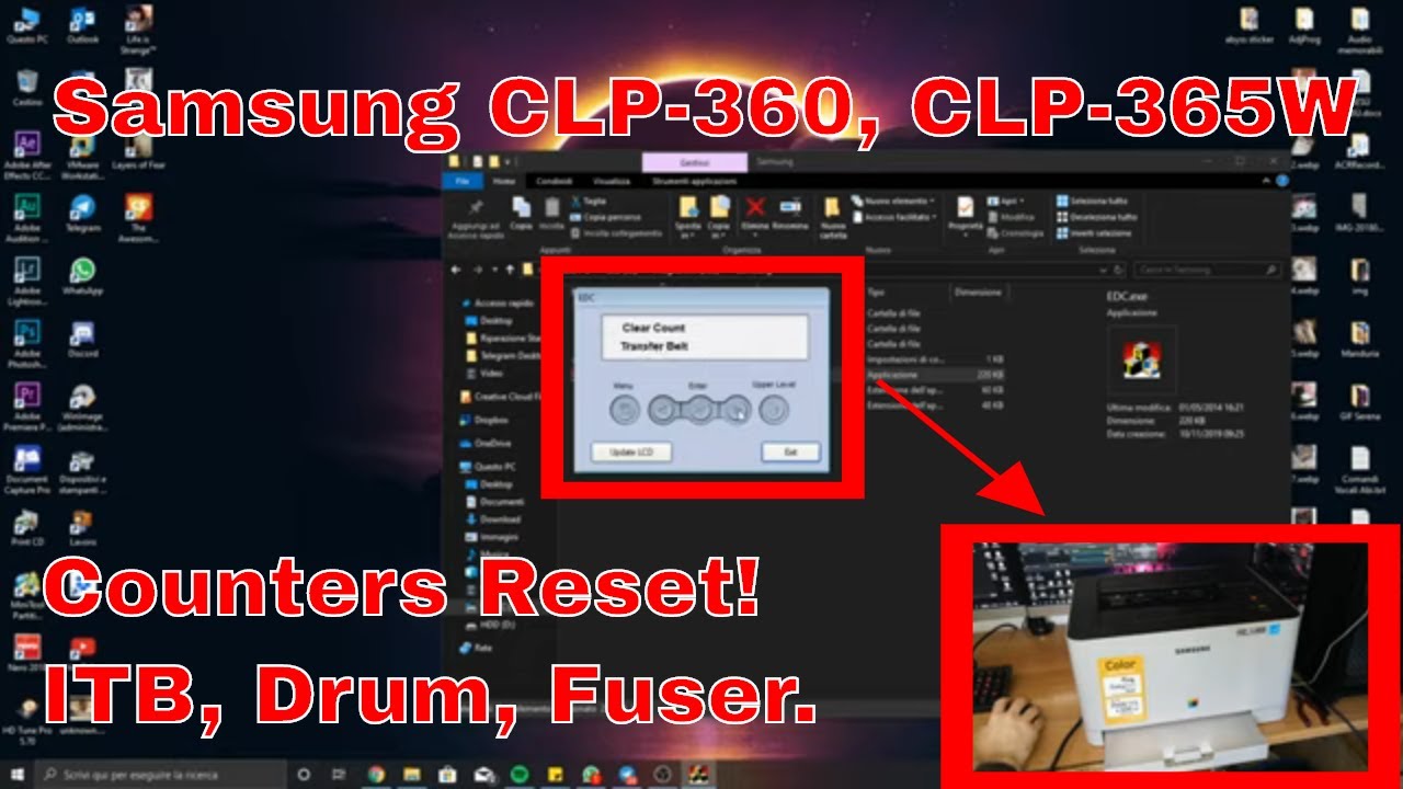 New Update Samsung CLP-360 / 365W • Come ripristinare ITB, contatori fusore e tamburo