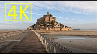 MONT SAINT MICHEL 4K (Normandy, France) , early morning walk, crowd-free