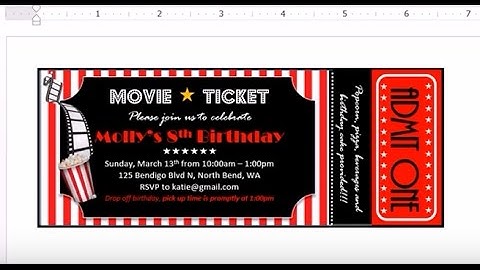 How to make invitation with MS Word - Movie theater ticket example