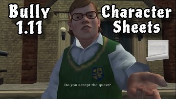 Bully Chapter 1 Mission 11 - Character Sheets