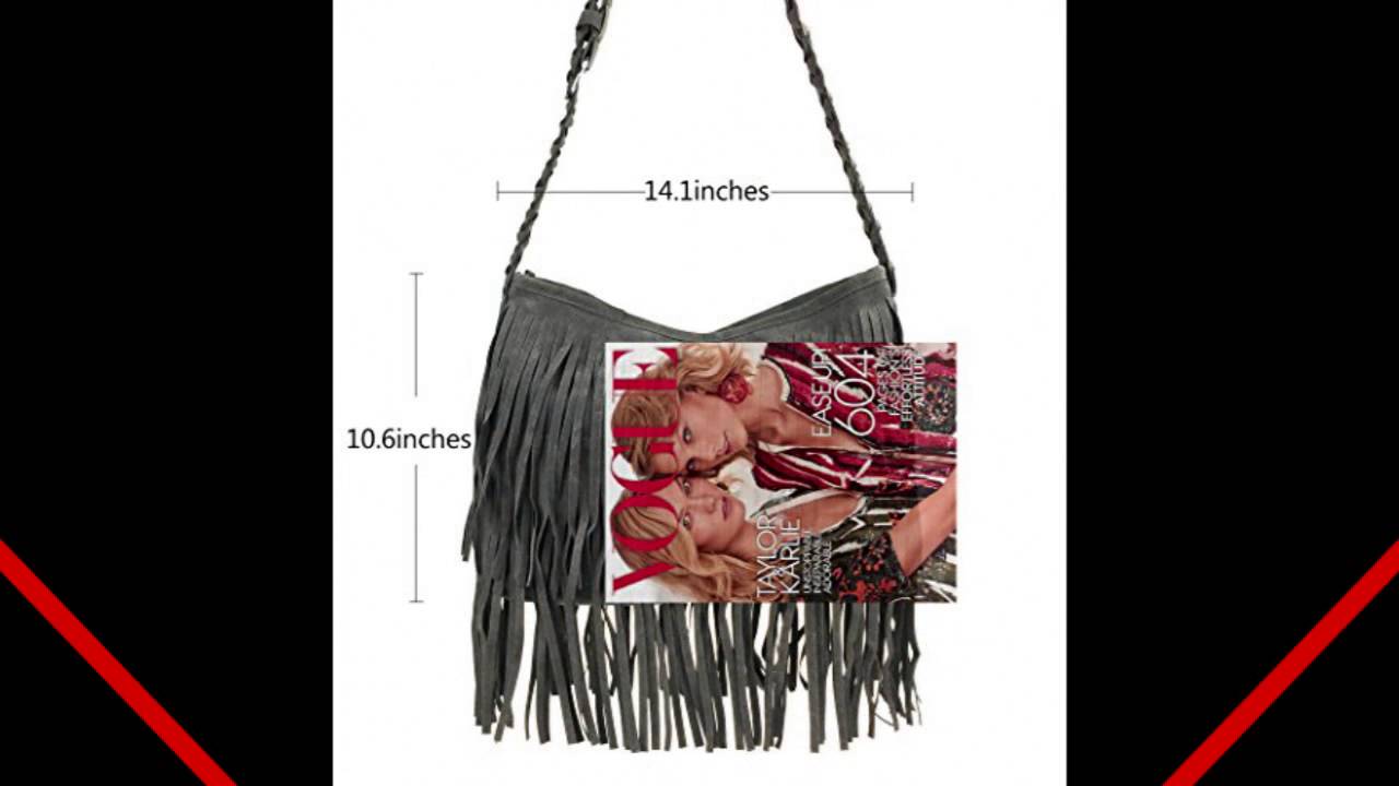 Hoxis Tassel Faux Suede Leather Hobo Cross Body Shoulder Bag Womens Sling Bag New Upgrade (Black1).