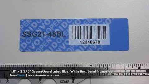 Tamper Evident - 1" x 3.375" SecureGuard Label, Blue, White Box, Serial Numbered (non residue)