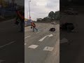 Hilarious moment Just Stop Oil protester slips in liquid she is pouring onto road