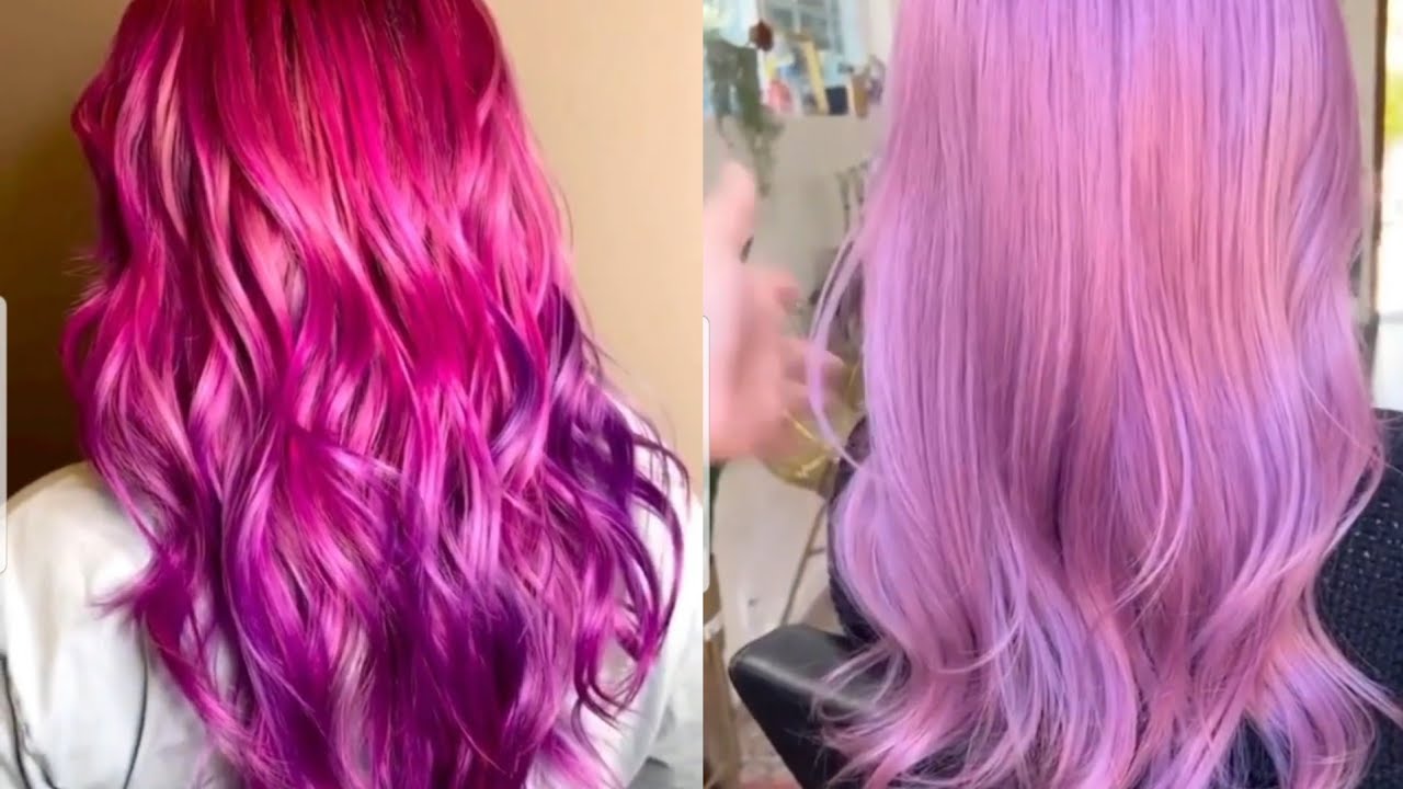 Hair color trends2022 Lite Pink with Fuchsia Berry hair Colour