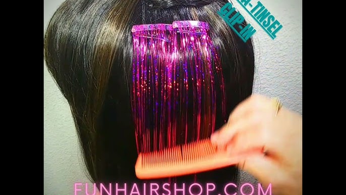 How to put in hair tinsel extensions with a bead🧚‍♀️ #hairtinsel  #hairextensions 