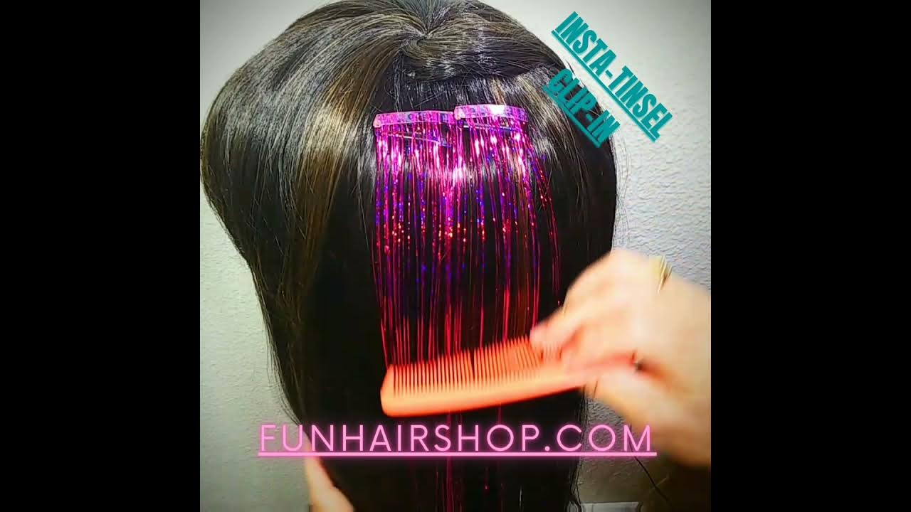 DIY tutorial how to clip in hair tinsel extensions easily. Tons of tinsel in seconds. YouTube