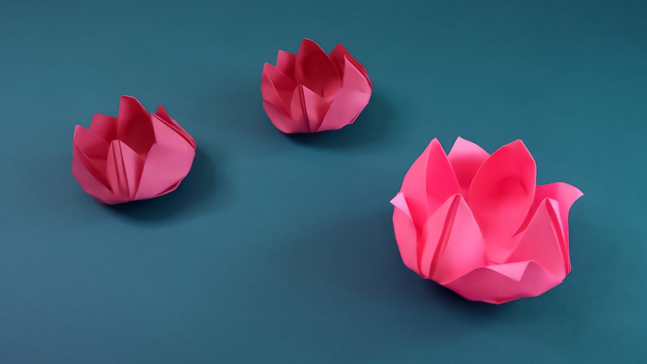 Простой цветок из бумаги • Как сделать оригами цветочек из бумаги без клея• Origami Flower - YouTube