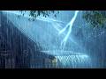 Get Over Insomnia with Heavy Rain &amp; Strong Thunder Sounds on a Tin Roof in the Forest Farm at Night