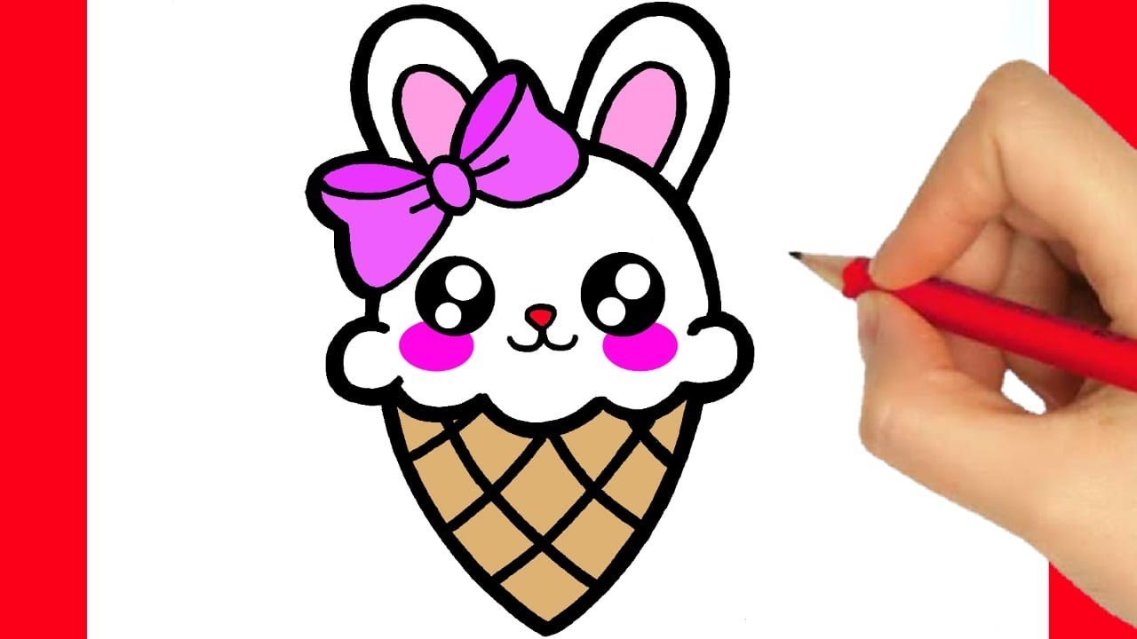 COMO DIBUJAR HELADO KAWAII PASO A PASO - Dibujos kawaii faciles - How to  draw a ICE CREAM 