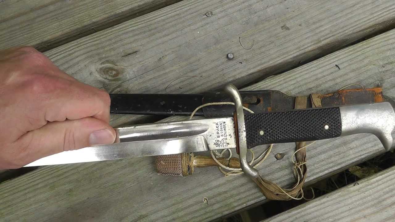 WW2 German Dress Fireman Bayonet w/ Knot and Leather Frog