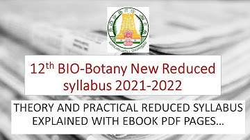 12TH BIO-BOTANY REDUCED SYLLABUS 2021-2022|BIOLOGY PADIKALAM VANGA