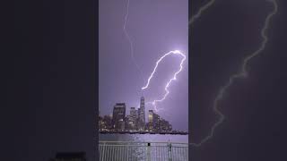 Lightning strikes the building of the World Trade Center