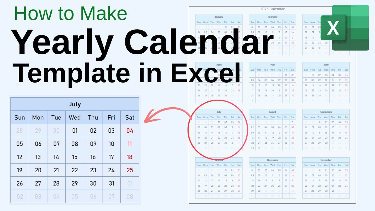 How to Make Yearly Calendar Template in Excel - YouTube