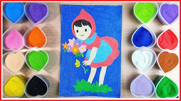 Tô Tranh Cát Cô Bé Quàng Khăn Đỏ Hái Hoa | Sand Painting Little Red Riding Hood Picks Flowers #viral