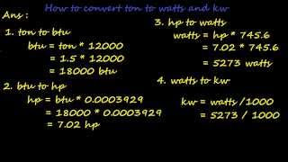 how to convert tr ton of refrigeration to kilowatts kw