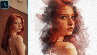 تحويل الصورالشخصيه الي صوره بالالوان المائيه بالفوتوشوب | photo watercolor effect photoshop tutorial