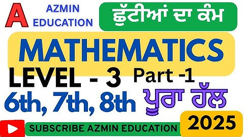 PSEB 6TH, 7TH, 8TH MATHEMATICS LEVEL 3 MISSION SAMRATH HOLIDAY HOMEWORK FULLY SOLVED