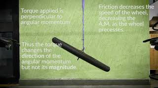 Gyroscopic precession in a rotating wheel on a string