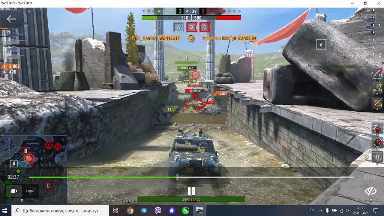 WOT Blitz 7k+ damage in realistic battles